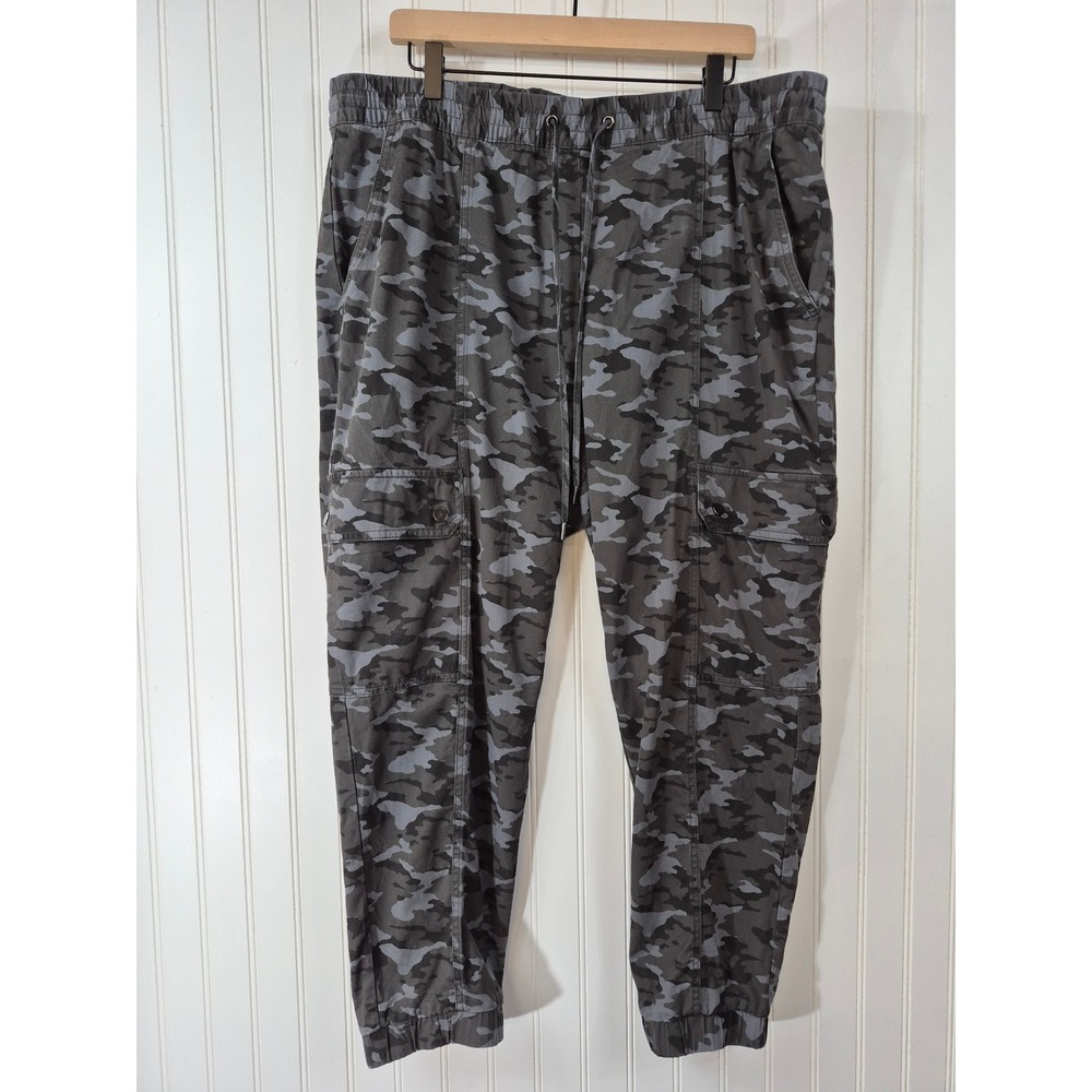 Banana Republic Camo Cargo Jogger Pants Grey Camouflage XL Drawstring 41x26